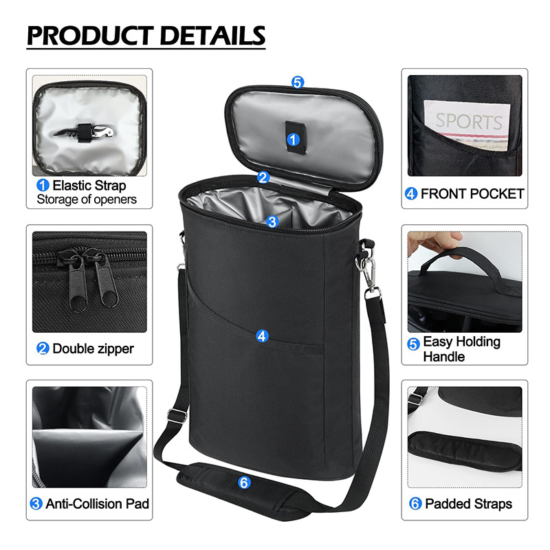 Tote Bag Sublimation - Weintragetasche, isolierte, auslaufsichere Weinkühltasche, Weinreisetasche für