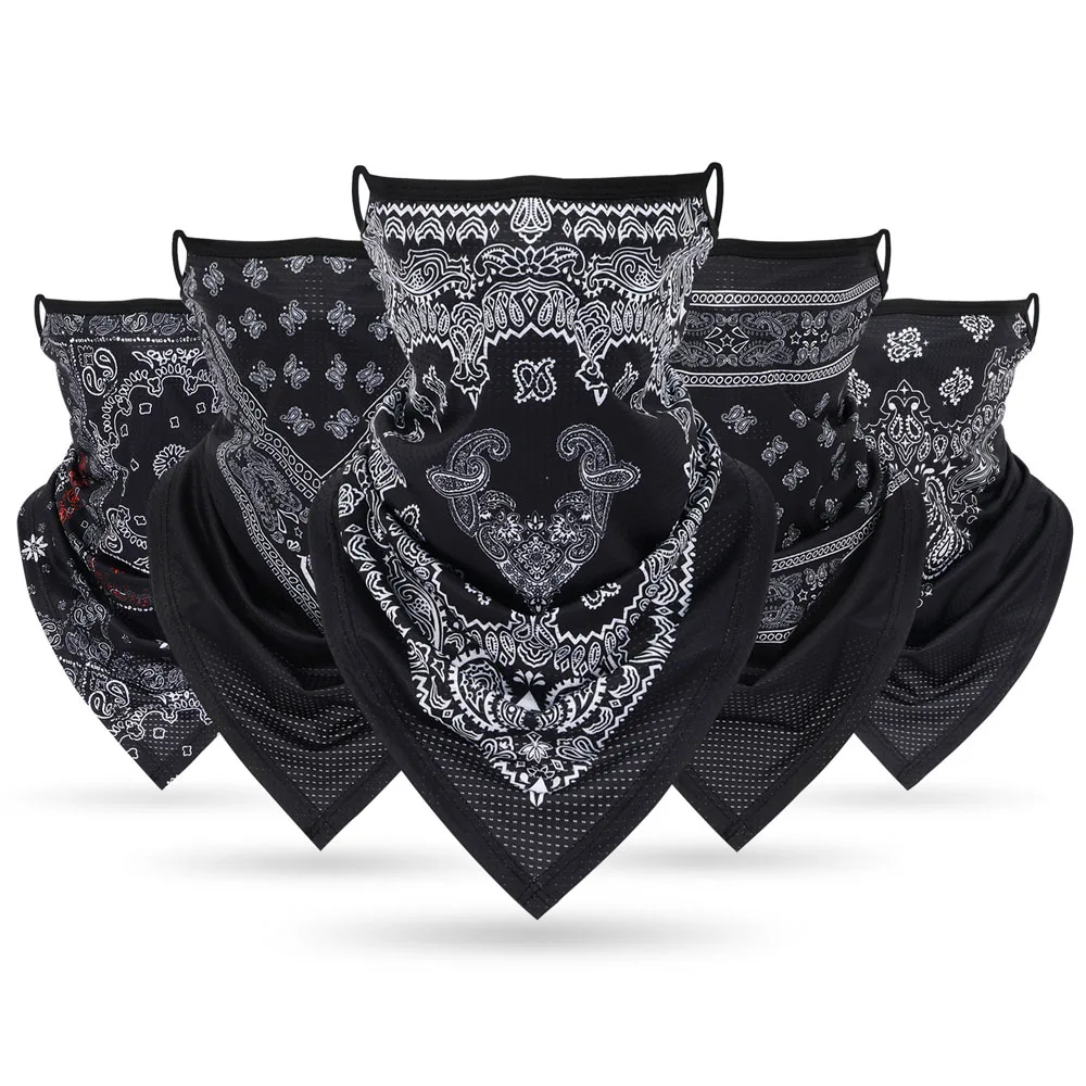 Bandana Blank White - Multifunktion ale Kopftuch Ohr schlaufen schwarz