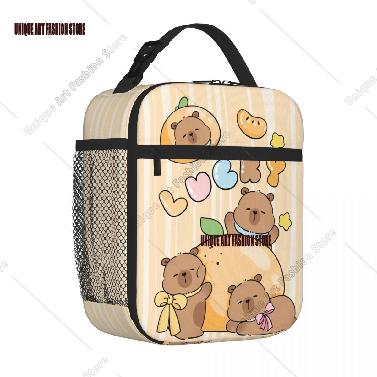 Tote Bag Sublimation - Niedliche isolierte Lunchtaschen mit Capybara-Glücksmotiv, hohe