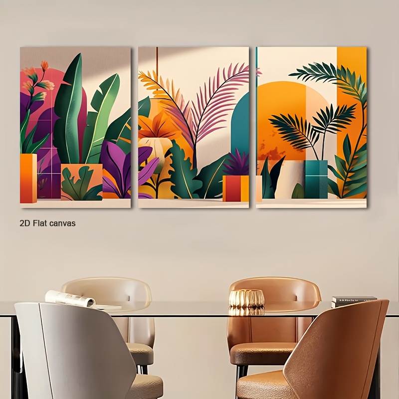 Canvas Wrap Ready - Rahmenloses Leinwandbild, 3-teiliges Set, gerahmte tropische
